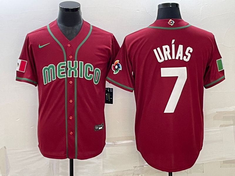 Men 2023 World Cub Mexico #7 Urias Red Nike MLB Jersey34